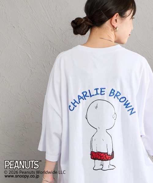 PEANUTS（ピーナッツ）の「[PEANUTS×JEANS FACTORY/ピーナッツ×ジーンズ ファクトリー] チャーリー・ブラウン / 刺繍プリントTシャツ（Tシャツ/カットソー・レディース・スミクロ/グレイッシュベージュ/ホワイト・S/M/L）」の22枚目の写真