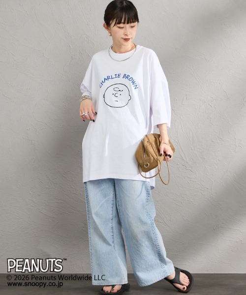 PEANUTS（ピーナッツ）の「[PEANUTS×JEANS FACTORY/ピーナッツ×ジーンズ ファクトリー] チャーリー・ブラウン / 刺繍プリントTシャツ（Tシャツ/カットソー・レディース・スミクロ/グレイッシュベージュ/ホワイト・S/M/L）」の18枚目の写真