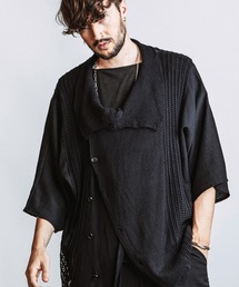 【NO ID.】Docking Off Turtle Sheer Knit Cardigan / ドッキング オフタートル シアー ニット カーディガン