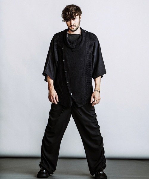 NO ID.(ノーアイディ)の「【NO ID.】Docking Off Turtle Sheer Knit Cardigan / ドッキング オフタートル シアー ニット カーディガン(カーディガン/ボレロ・メンズ・グレー/ブラック・ONE SIZE)」の10枚目の写真
