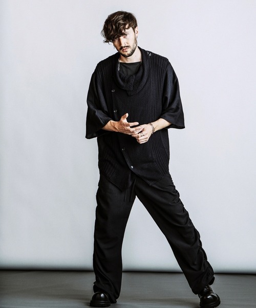 NO ID.(ノーアイディ)の「【NO ID.】Docking Off Turtle Sheer Knit Cardigan / ドッキング オフタートル シアー ニット カーディガン(カーディガン/ボレロ・メンズ・グレー/ブラック・ONE SIZE)」の4枚目の写真
