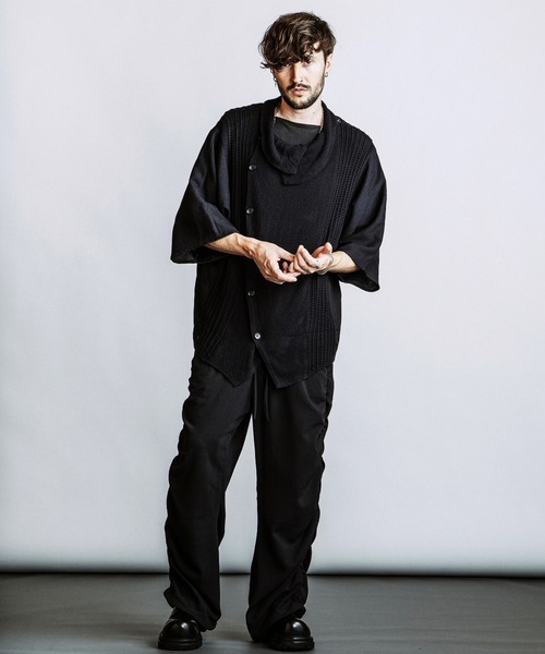 NO ID.(ノーアイディ)の「【NO ID.】Docking Off Turtle Sheer Knit Cardigan / ドッキング オフタートル シアー ニット カーディガン(カーディガン/ボレロ・メンズ・グレー/ブラック・ONE SIZE)」の11枚目の写真