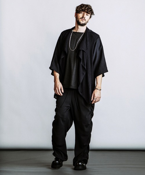 NO ID.(ノーアイディ)の「【NO ID.】Docking Off Turtle Sheer Knit Cardigan / ドッキング オフタートル シアー ニット カーディガン(カーディガン/ボレロ・メンズ・グレー/ブラック・ONE SIZE)」の13枚目の写真