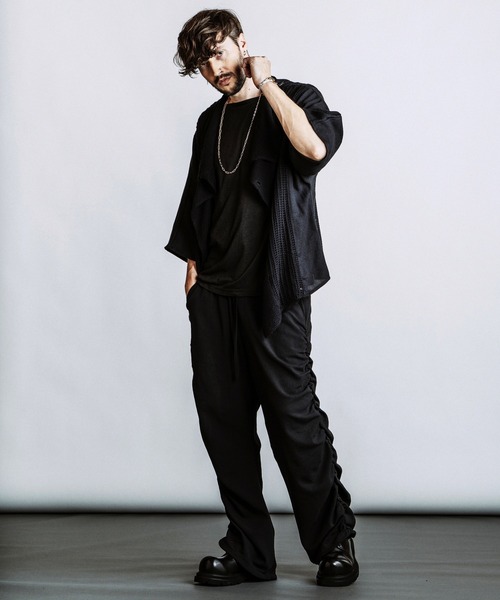 NO ID.(ノーアイディ)の「【NO ID.】Docking Off Turtle Sheer Knit Cardigan / ドッキング オフタートル シアー ニット カーディガン(カーディガン/ボレロ・メンズ・グレー/ブラック・ONE SIZE)」の14枚目の写真