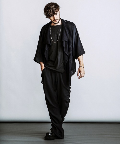 NO ID.(ノーアイディ)の「【NO ID.】Docking Off Turtle Sheer Knit Cardigan / ドッキング オフタートル シアー ニット カーディガン(カーディガン/ボレロ・メンズ・グレー/ブラック・ONE SIZE)」の15枚目の写真