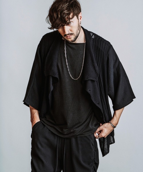NO ID.(ノーアイディ)の「【NO ID.】Docking Off Turtle Sheer Knit Cardigan / ドッキング オフタートル シアー ニット カーディガン(カーディガン/ボレロ・メンズ・グレー/ブラック・ONE SIZE)」の3枚目の写真