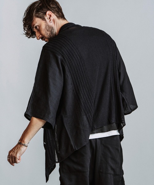 NO ID.(ノーアイディ)の「【NO ID.】Docking Off Turtle Sheer Knit Cardigan / ドッキング オフタートル シアー ニット カーディガン(カーディガン/ボレロ・メンズ・グレー/ブラック・ONE SIZE)」の16枚目の写真