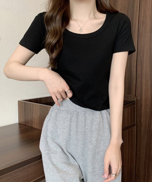 mielu(ミエル)の「クロップドベーシックリブニット(ニット/セーター・レディース・グリーン/グレー/ブラック/ホワイト・LARGE/MEDIUM)」の7枚目の写真