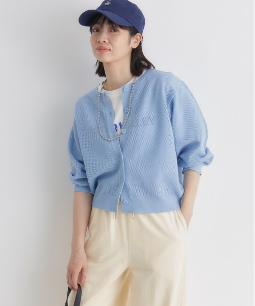 Right-on（ライトオン）の「HONEYSUCKLE ROSE(ハニーサックルローズ)メッシュカーディガン（カーディガン/ボレロ・レディース・キナリ/ブルー/ブラック・M/L）」の8枚目の写真