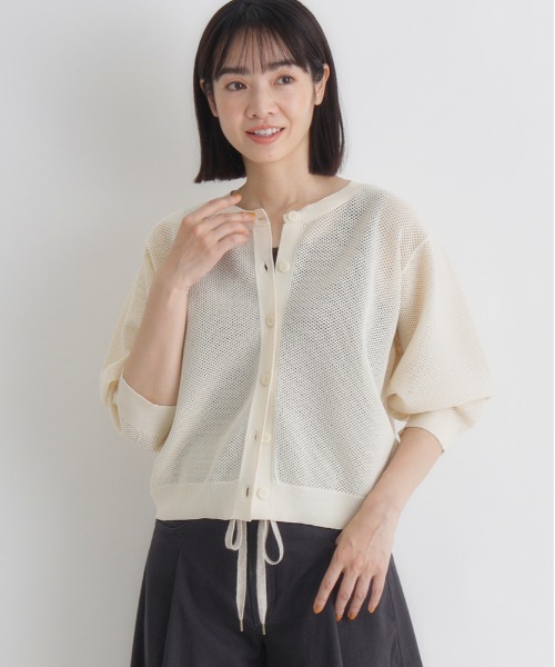 Right-on（ライトオン）の「HONEYSUCKLE ROSE(ハニーサックルローズ)メッシュカーディガン（カーディガン/ボレロ・レディース・キナリ/ブルー/ブラック・M/L）」の4枚目の写真