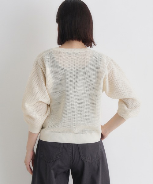 Right-on（ライトオン）の「HONEYSUCKLE ROSE(ハニーサックルローズ)メッシュカーディガン（カーディガン/ボレロ・レディース・キナリ/ブルー/ブラック・M/L）」の6枚目の写真