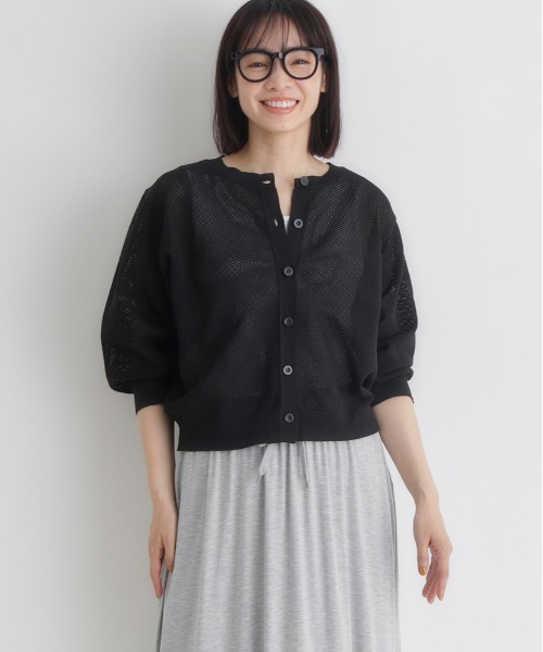 Right-on（ライトオン）の「HONEYSUCKLE ROSE(ハニーサックルローズ)メッシュカーディガン（カーディガン/ボレロ・レディース・キナリ/ブルー/ブラック・M/L）」の12枚目の写真