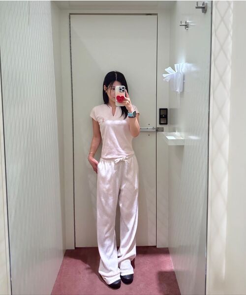 Rest&Recreation（レストアンドレクリエーション）の「SLIT NECK T-SHIRT - PINK（Tシャツ/カットソー・レディース・その他・ONE）」の7枚目の写真