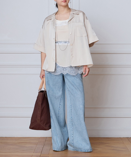 IENA LA BOUCLE(イエナラブークル)の「IENA LA BOUCLE サテン半袖シャツ(シャツ/ブラウス・レディース・ブラック/ベージュ系その他・FREE)」の17枚目の写真