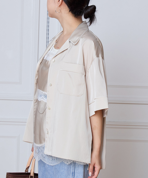 IENA LA BOUCLE(イエナラブークル)の「IENA LA BOUCLE サテン半袖シャツ(シャツ/ブラウス・レディース・ブラック/ベージュ系その他・FREE)」の13枚目の写真
