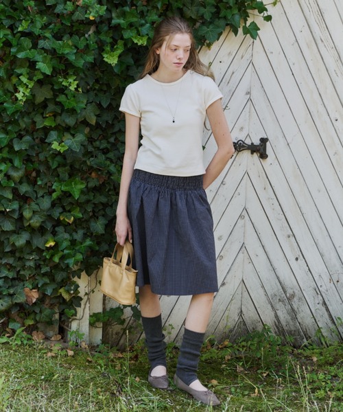 GIUNON(ジウノン)の「shirring midi check skirt / シャーリングミディチェックスカート(スカート・レディース・グレー/ネイビー・FREE)」の15枚目の写真