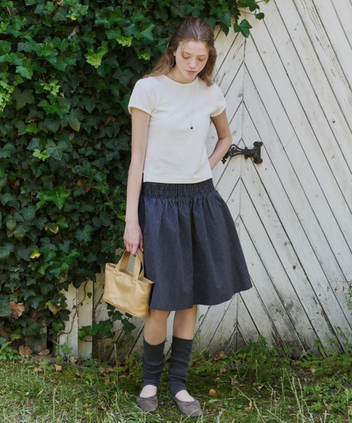 GIUNON(ジウノン)の「shirring midi check skirt / シャーリングミディチェックスカート(スカート・レディース・グレー/ネイビー・FREE)」の17枚目の写真