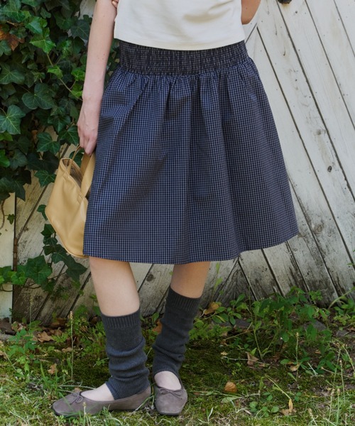 GIUNON(ジウノン)の「shirring midi check skirt / シャーリングミディチェックスカート(スカート・レディース・グレー/ネイビー・FREE)」の16枚目の写真