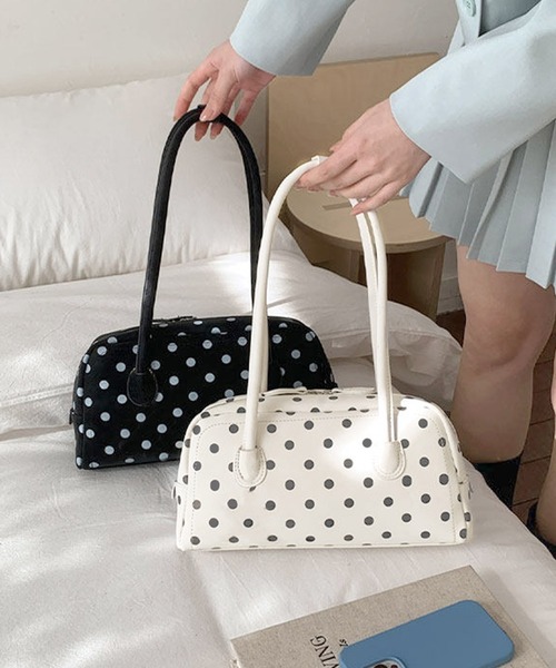 HOOK(フック)の「HOOK for girls ロングハンドルドット柄ミニボストンバッグ(ボストンバッグ・レディース・ライトブルー/ホワイト/ブラック・FREE)」の13枚目の写真