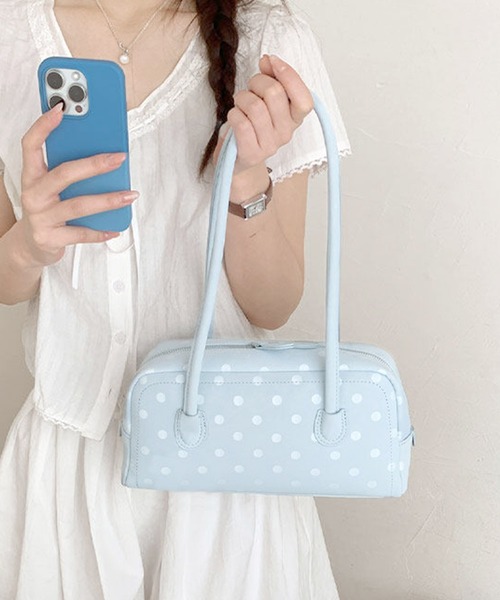 HOOK(フック)の「HOOK for girls ロングハンドルドット柄ミニボストンバッグ(ボストンバッグ・レディース・ライトブルー/ホワイト/ブラック・FREE)」の11枚目の写真