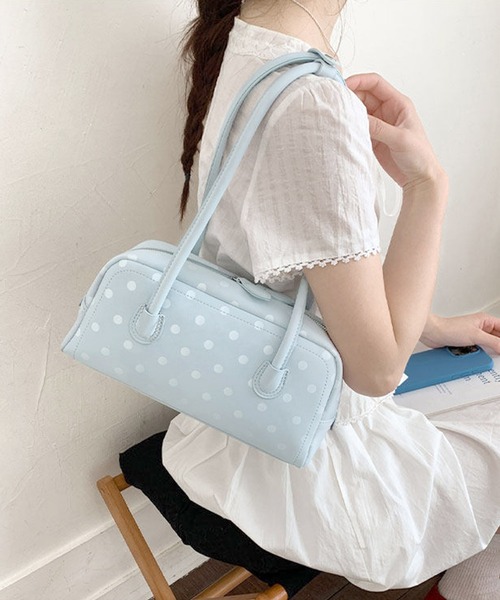 HOOK(フック)の「HOOK for girls ロングハンドルドット柄ミニボストンバッグ(ボストンバッグ・レディース・ライトブルー/ホワイト/ブラック・FREE)」の12枚目の写真