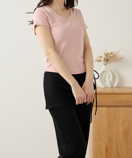 DAYRA(デイラ)の「バック カット デザイン リブ 半袖 トップス(Tシャツ/カットソー・レディース・ホワイト/チャコールグレー/ライトグレー/ブラック/ピンク/イエロー・FREE)」の22枚目の写真
