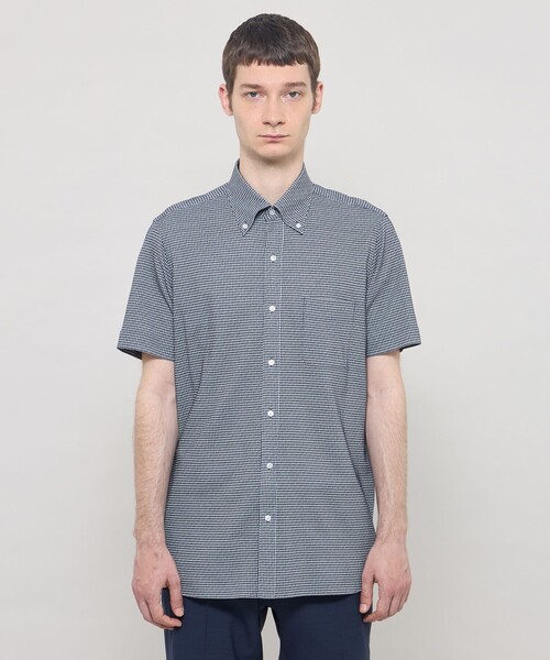 MACKINTOSH LONDON（マッキントッシュ ロンドン）の「【FLEX JERSEY】ギンガムサッカージャージー半袖釦ダウンシャツ（シャツ/ブラウス・メンズ・グレー系その他/ネイビー・XL/L/M）」の13枚目の写真