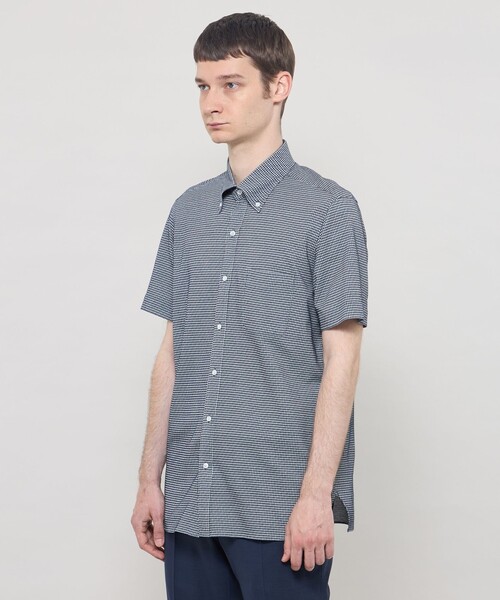 MACKINTOSH LONDON（マッキントッシュ ロンドン）の「【FLEX JERSEY】ギンガムサッカージャージー半袖釦ダウンシャツ（シャツ/ブラウス・メンズ・グレー系その他/ネイビー・XL/L/M）」の14枚目の写真
