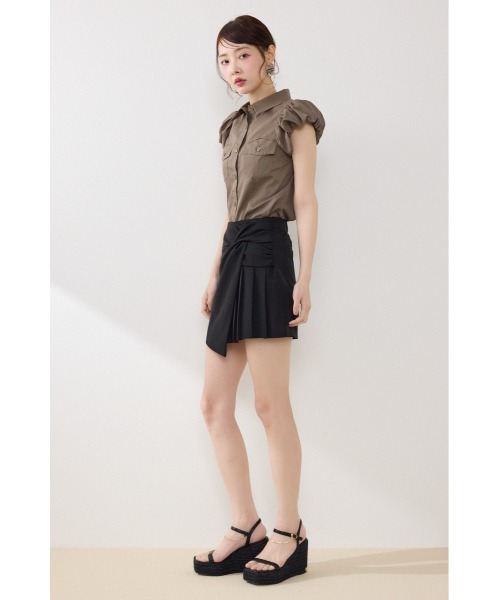 rienda（リエンダ）の「カシュクールプリーツジャストウエストミニスカート 春服 夏服（スカート・レディース・ベージュ/グリーン/ブラック・MEDIUM/SMALL/X-SMALL）」の16枚目の写真
