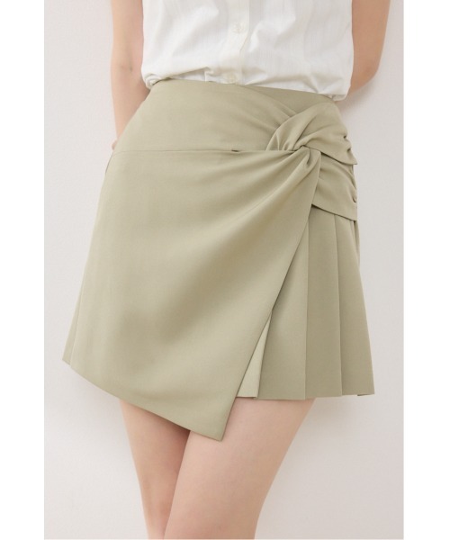 rienda（リエンダ）の「カシュクールプリーツジャストウエストミニスカート 春服 夏服（スカート・レディース・ベージュ/グリーン/ブラック・MEDIUM/SMALL/X-SMALL）」の8枚目の写真