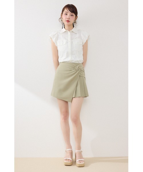 rienda（リエンダ）の「カシュクールプリーツジャストウエストミニスカート 春服 夏服（スカート・レディース・ベージュ/グリーン/ブラック・MEDIUM/SMALL/X-SMALL）」の9枚目の写真