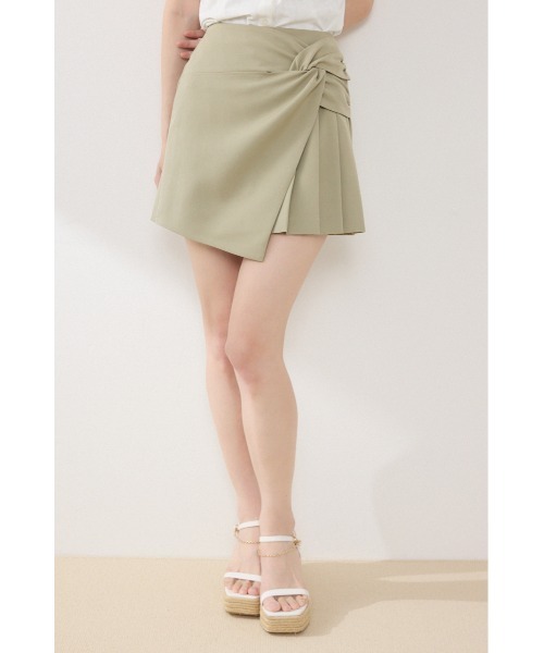 rienda（リエンダ）の「カシュクールプリーツジャストウエストミニスカート 春服 夏服（スカート・レディース・ベージュ/グリーン/ブラック・MEDIUM/SMALL/X-SMALL）」の12枚目の写真