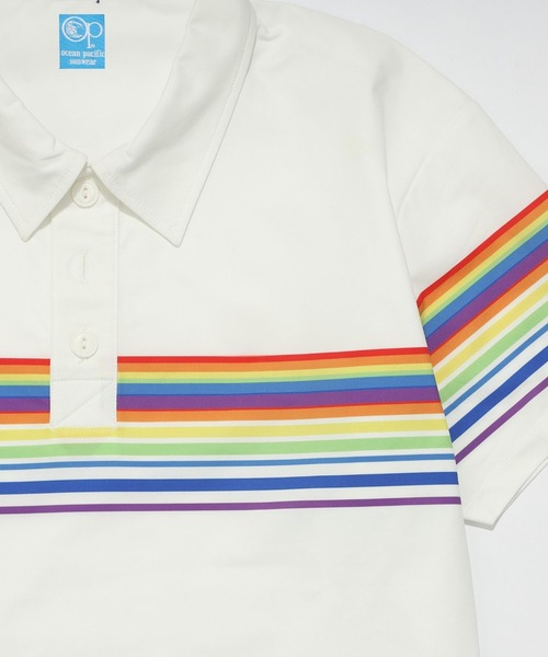 TMT（ティーエムティー）の「【TMT×Ocean Pacific】 PEARTEX POLO SHIRT（BORDER）（ポロシャツ・レディース・ベージュ/ネイビー/ホワイト・MEDIUM/LARGE/X-LARGE）」の6枚目の写真