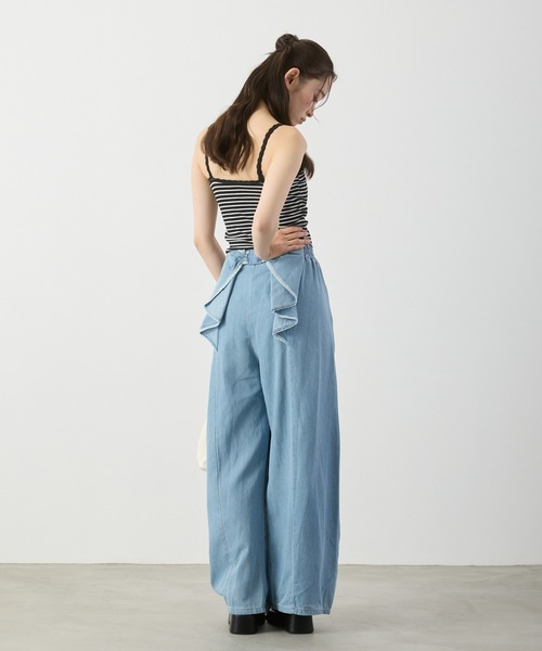 P.V.T(ピーブイティー)の「バックリボンカーブパンツ(デニムパンツ・レディース・サックスブルー/ブラック・M)」の16枚目の写真
