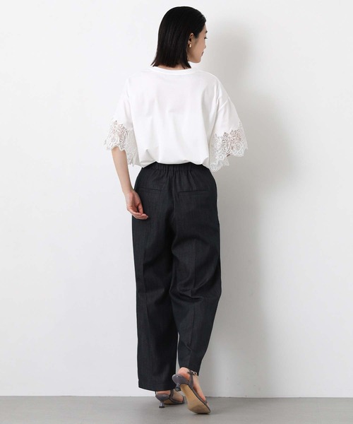 Gready Brilliant(グレディブリリアン)の「袖刺繍レースドロップ5分袖カットソー(Tシャツ/カットソー・レディース・ブラック/オフホワイト・FREE)」の5枚目の写真