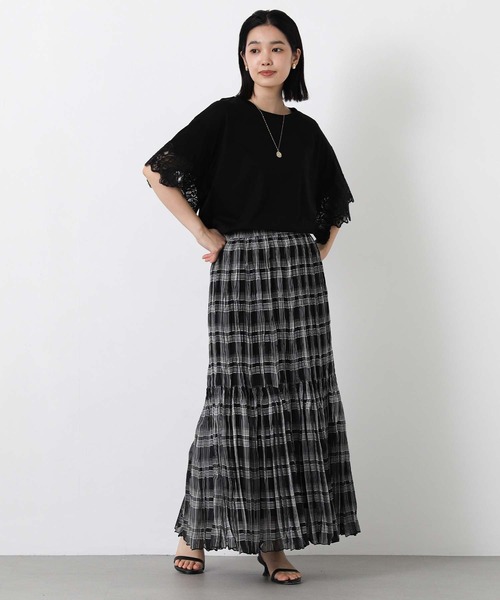 Gready Brilliant(グレディブリリアン)の「袖刺繍レースドロップ5分袖カットソー(Tシャツ/カットソー・レディース・ブラック/オフホワイト・FREE)」の13枚目の写真