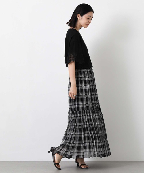 Gready Brilliant(グレディブリリアン)の「袖刺繍レースドロップ5分袖カットソー(Tシャツ/カットソー・レディース・ブラック/オフホワイト・FREE)」の14枚目の写真