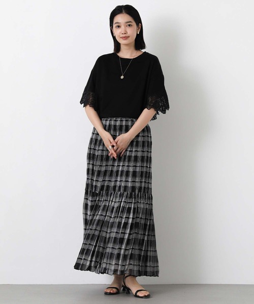 Gready Brilliant(グレディブリリアン)の「袖刺繍レースドロップ5分袖カットソー(Tシャツ/カットソー・レディース・ブラック/オフホワイト・FREE)」の16枚目の写真
