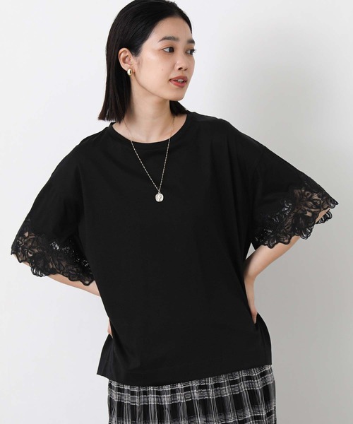 Gready Brilliant(グレディブリリアン)の「袖刺繍レースドロップ5分袖カットソー(Tシャツ/カットソー・レディース・ブラック/オフホワイト・FREE)」の17枚目の写真