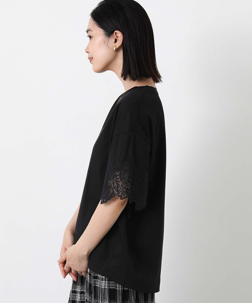 Gready Brilliant(グレディブリリアン)の「袖刺繍レースドロップ5分袖カットソー(Tシャツ/カットソー・レディース・ブラック/オフホワイト・FREE)」の18枚目の写真