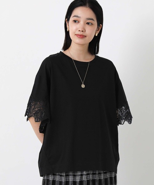 Gready Brilliant(グレディブリリアン)の「袖刺繍レースドロップ5分袖カットソー(Tシャツ/カットソー・レディース・ブラック/オフホワイト・FREE)」の20枚目の写真