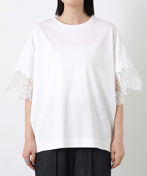 Gready Brilliant(グレディブリリアン)の「袖刺繍レースドロップ5分袖カットソー(Tシャツ/カットソー・レディース・ブラック/オフホワイト・FREE)」の21枚目の写真