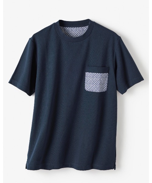 DoCLASSE( ドゥクラッセ)の「鹿の子クルーネックポケットT(Tシャツ/カットソー・メンズ・ネイビー/ブルー/サックスブルー・S/M/LL/3L)」の1枚目の写真