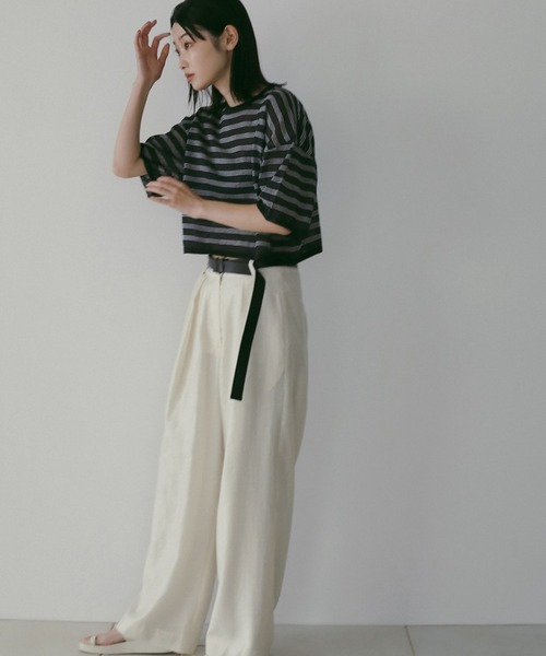 anuke（アンヌーク）の「Sheer Border Knit（ニット/セーター・レディース・オレンジ/ネイビー・FREE）」の5枚目の写真