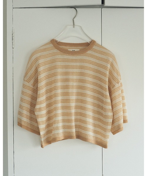 anuke（アンヌーク）の「Sheer Border Knit（ニット/セーター・レディース・オレンジ/ネイビー・FREE）」の11枚目の写真