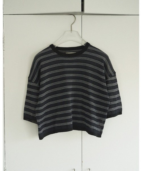 anuke（アンヌーク）の「Sheer Border Knit（ニット/セーター・レディース・オレンジ/ネイビー・FREE）」の12枚目の写真