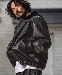 CAMBIO（カンビオ）の「mj11657- Vintage Finish Faux Leather Layered Hood Jacket レイヤードフードジャケット(MIU-262-005)（ブルゾン）」