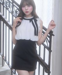 セール】【Belle Charme】Twinkle Fur Sleeves Onepiece（ワンピース