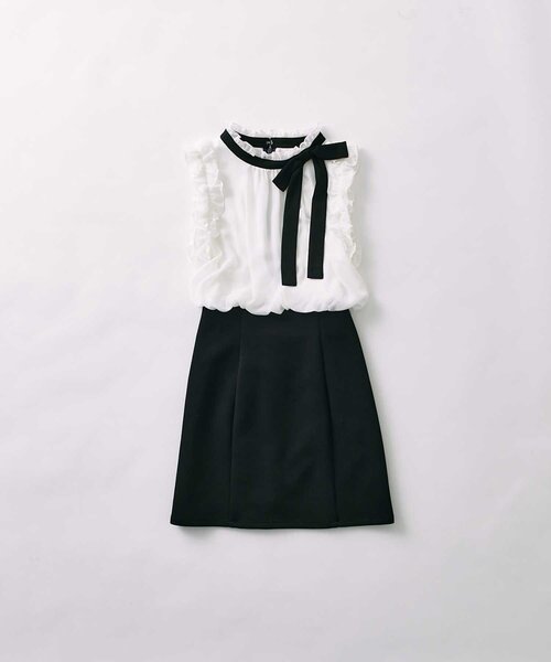 Belle Charme(ベルシャルム)の「【Belle Charme】Ribbon Tie Docking Onepiece(ワンピース・レディース・チェック/ベージュ/ブラック・FREE)」の6枚目の写真