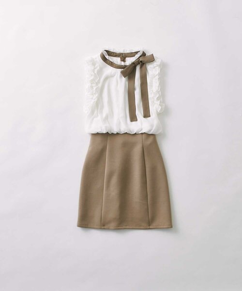 Belle Charme(ベルシャルム)の「【Belle Charme】Ribbon Tie Docking Onepiece(ワンピース・レディース・チェック/ベージュ/ブラック・FREE)」の10枚目の写真
